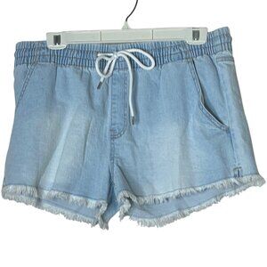 Celebrity Pink Shorts Womens L Blue The Easy Pull On Demin Drawstring Shortie